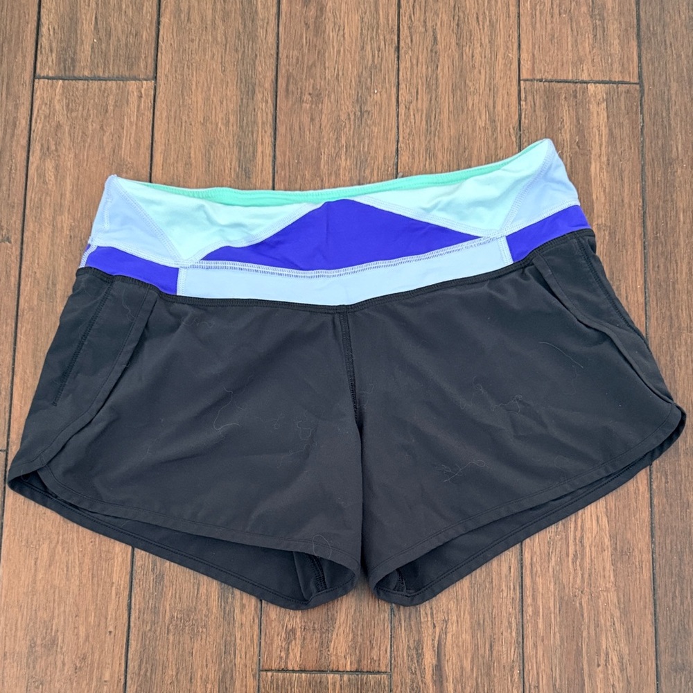 Lululemon Athletica Black and Purple Athletic Shorts